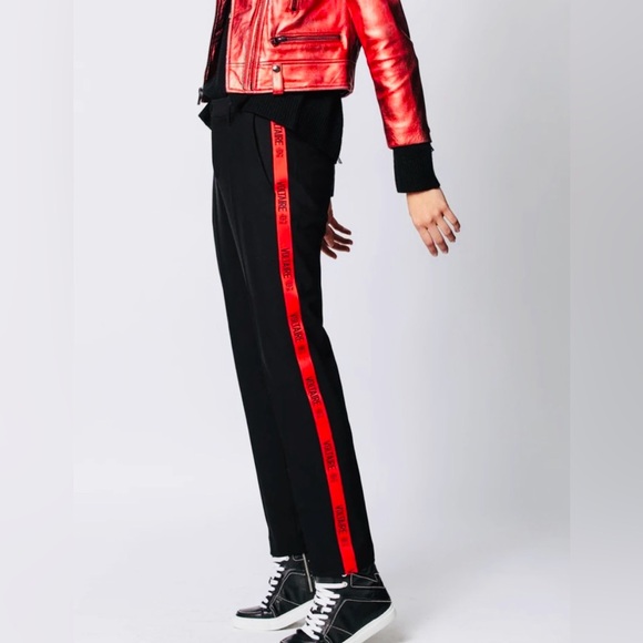 Zadig & Voltaire Black and Red Pomelo Band Trousers Womens Sz 10 - Picture 1 of 9